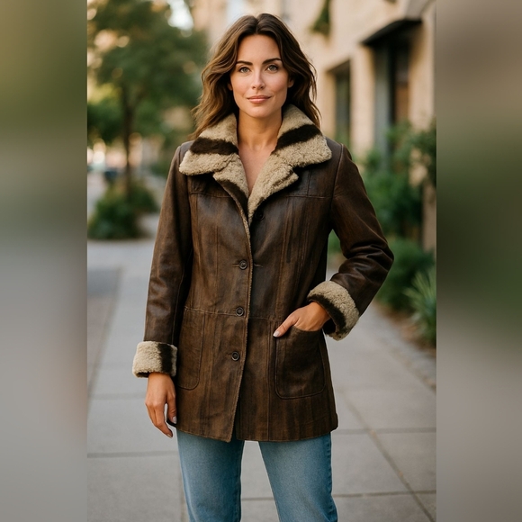 Dennis Basso Faux Suede Leather Jacket With Faux Fur Lining Med - Picture 1 of 11